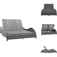vidaXL Doppel-Sonnenliege mit Auflage Poly Rattan Anthrazit - Gartenbetten