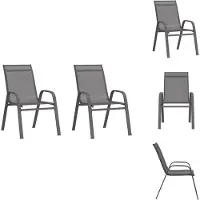 vidaXL Stapelbare Gartenstühle 2 Stk. Grau Textilene - Gartenstühle