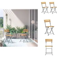 vidaXL Klappbare Gartenstühle 2 Stk. Stahl und Massivholz Akazie - Gartenstühle