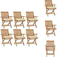 vidaXL Klappbare Gartenstühle mit Kissen 6 Stk. Massivholz Teak - Gartenstühle