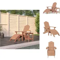 vidaXL Adirondack-Gartenstuhl mit Hocker & Tisch HDPE Braun - Gartenstühle