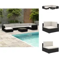vidaXL 8-tlg. Garten-Lounge-Set mit Auflagen Poly Rattan Schwarz