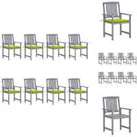 vidaXL Gartenstühle mit Kissen 8 Stk. Massivholz Akazie Grau - Gartenstühle
