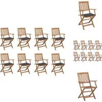 vidaXL Klappbare Gartenstühle mit Kissen 8 Stk. Massivholz Akazie - Gartenstühle