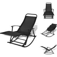 vidaXL Klappbarer Garten-Schaukelstuhl schwarz - Gartenstühle