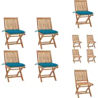 vidaXL Klappbare Gartenstühle mit Kissen 4 Stk. Massivholz Teak - Gartenstühle