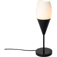 QAZQA - Moderne Tischleuchte I Tischlampe I Lampe I Leuchte schwarz mit Opalglas - Drop I Wohnzimmer I Schlafzimmer - Länglich - LED geeignet E27