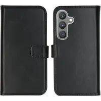 Selencia Samsung Galaxy S24 Hülle - Echtes Leder - - Klapphülle - Schwarz