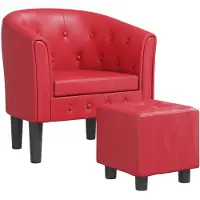 vidaXL Clubsessel mit Fußhocker Rot Kunstleder