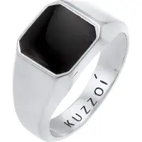 KUZZOI Ring Herren Siegelring Emaille Schwarz Basic 925 Silber Kuzzoi Silber