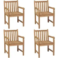 The Living Store Gartenstühle 4 Stk. mit Schwarzen Kissen Massivholz Teak