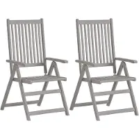 The Living Store Verstellbare Gartenstühle 2 Stk. mit Auflagen Massivholz Akazie