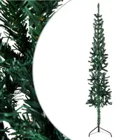 The Living Store Künstlicher Halb-Weihnachtsbaum mit Ständer Schlank Grün 180 cm