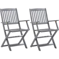 The Living Store Klappbare Gartenstühle 2 Stk. mit Sitzkissen Massivholz Akazie
