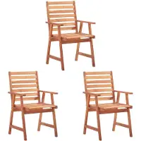 The Living Store Garten-Essstühle 3 Stk. mit Kissen Massivholz Akazie