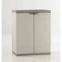Plastiken Lagerschrank aus Harz, Beige, 70x44x88cm, mit 2 Türen und 2 Regalen, für Innen- & Außenbereich