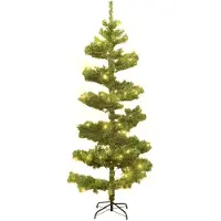 The Living Store Spiral-Weihnachtsbaum mit Beleuchtung und Ständer Grün 150 cm