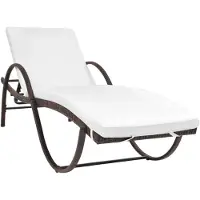 The Living Store Sonnenliege mit Auflage & Tisch Poly Rattan Braun