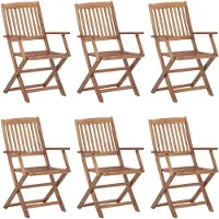 The Living Store Klappbare Gartenstühle 6 Stk. mit Kissen Massivholz Akazie