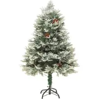The Living Store Weihnachtsbaum mit LEDs & Kiefernzapfen Grün 150 cm PVC & PE