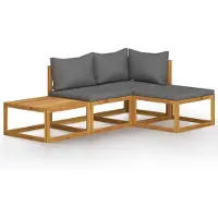 The Living Store 4-tlg. Garten-Lounge-Set mit Auflagen Massivholz Akazie