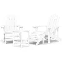 The Living Store Adirondack-Gartenstühle mit Hocker & Tisch HDPE Weiß