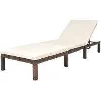 The Living Store Sonnenliege mit Auflage Poly Rattan Braun
