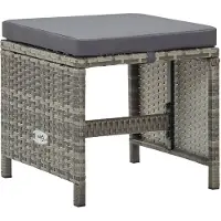 The Living Store Gartenhocker 4 Stk. mit Sitzkissen Poly Rattan Grau