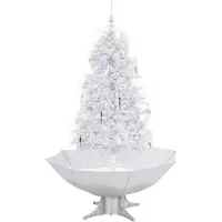 The Living Store Schneiender Weihnachtsbaum mit Schirmfuß Weiß 170 cm