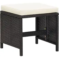 The Living Store Gartenhocker 4 Stk. mit Sitzkissen Poly Rattan Schwarz