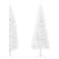 The Living Store Künstlicher Halb-Weihnachtsbaum mit Ständer Schlank Weiß 180 cm