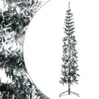 The Living Store Künstlicher Halb-Weihnachtsbaum mit Schnee Schlank 180 cm