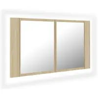 The Living Store LED-Bad-Spiegelschrank Sonoma-Eiche 80x12x45 cm Acryl