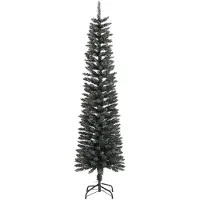 The Living Store Künstlicher Weihnachtsbaum mit Ständer Schlank Grün 180 cm PVC