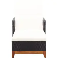 The Living Store Sonnenliege Poly Rattan und Massivholz Akazie Schwarz