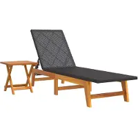 The Living Store Sonnenliege mit Tisch Poly Rattan und Massivholz Akazie