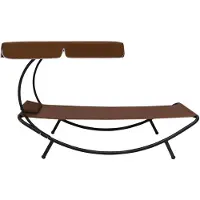 The Living Store Sonnenliege mit Sonnendach & Kissen Braun