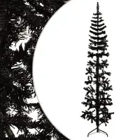 The Living Store Künstlicher Halb-Weihnachtsbaum Ständer Schlank Schwarz 240 cm