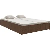 The Living Store Sonnenliege mit Auflagen Poly Rattan Braun