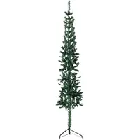 The Living Store Künstlicher Halb-Weihnachtsbaum mit Ständer Schlank Grün 210 cm