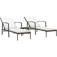 The Living Store Sonnenliegen 2 Stk. mit Tisch Poly Rattan Braun