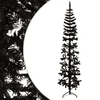The Living Store Künstlicher Halb-Weihnachtsbaum Ständer Schlank Schwarz 210 cm