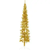The Living Store Künstlicher Halb-Weihnachtsbaum mit Ständer Schlank Gold 210 cm