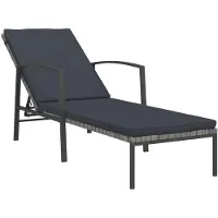 The Living Store Sonnenliege mit Auflage Poly Rattan Grau