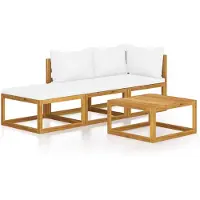 The Living Store 4-tlg. Garten-Lounge-Set mit Auflagen Creme Massivholz Akazie