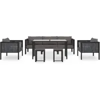 The Living Store 8-tlg. Garten-Lounge-Set mit Auflagen Poly Rattan Anthrazit