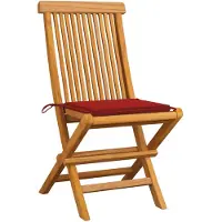 The Living Store Gartenstühle mit Roten Kissen 4 Stk. Teak Massivholz