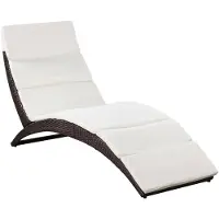 The Living Store Klappbare Sonnenliege mit Auflage Poly Rattan Braun