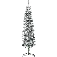 The Living Store Künstlicher Halb-Weihnachtsbaum mit Schnee Schlank 150 cm