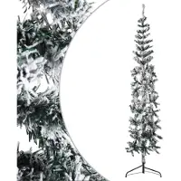 The Living Store Künstlicher Halb-Weihnachtsbaum mit Schnee Schlank 240 cm